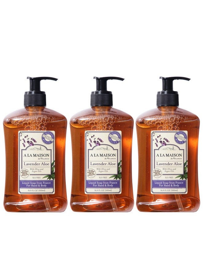 Liquid Soap Lavender Aloe Uses Hand And Body Triple Milled Essential Oils Biodegradable Plant Based Vegan Crueltyfree Alcohol & Paraben Free (16.9 Oz 3 Pack)