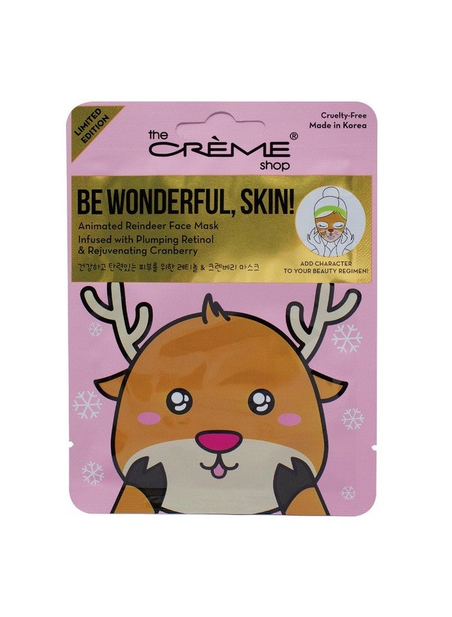 Be Wonderful Skin! Reindeer Holiday Animated Face Sheet Mask Korean Sheet Mask Holiday Gifts For Women Stocking Stuffers (3 Pack)