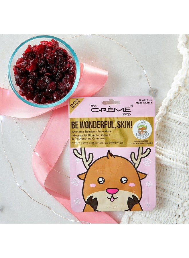 Be Wonderful Skin! Reindeer Holiday Animated Face Sheet Mask Korean Sheet Mask Holiday Gifts For Women Stocking Stuffers (3 Pack)