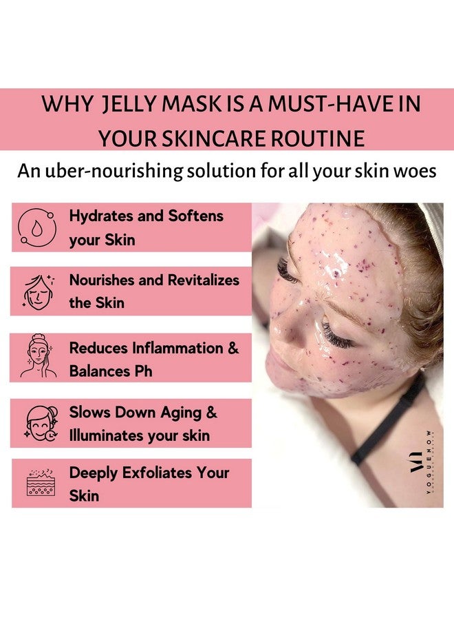 Jelly Face Mask For Facials Bulgarian Rose Hydrating Brightening & Nourishing Jelly Mask With Free Jade Roller & Spatula Professional Hydrojelly Masks Vajacial Jelly Mask Powder 23 Oz Jar