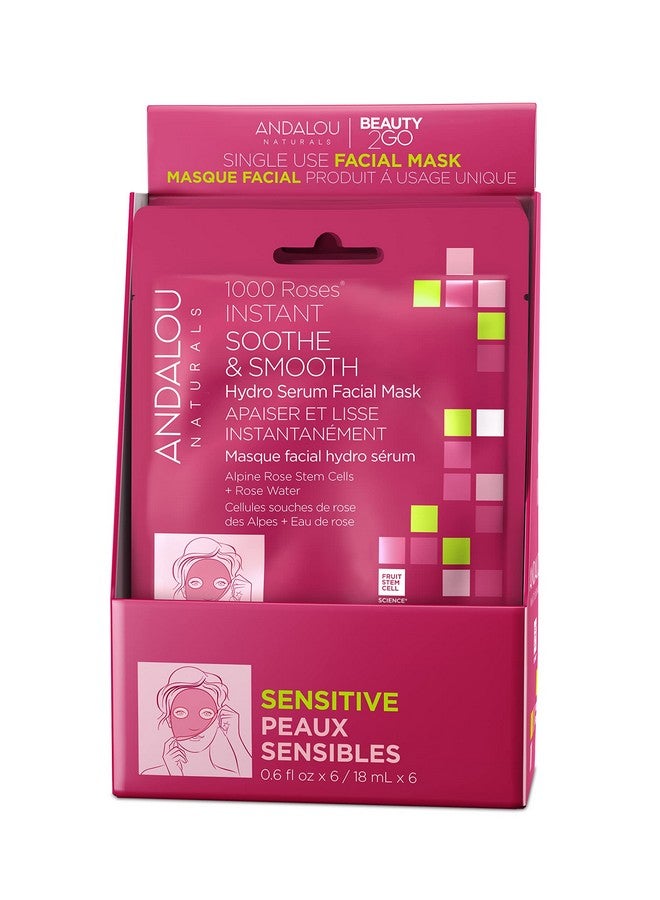 1000 Roses Instant Soothe & Smooth Sheet Mask Single Face Mask 0.6 Oz (Pack Of 6)