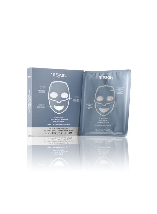 Subzero Depuffing Energy Facial Mask Fragrance Free Tighten Depuff & Refresh Peptides & Caffeine Set Of 5 (1 Oz Each)