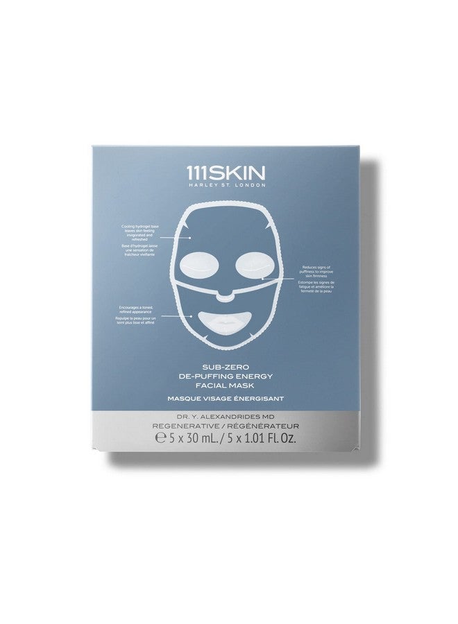 Subzero Depuffing Energy Facial Mask Fragrance Free Tighten Depuff & Refresh Peptides & Caffeine Set Of 5 (1 Oz Each)