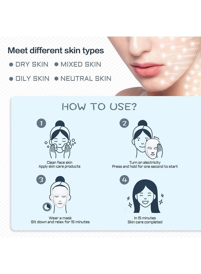 Led Facial Light Therapy Maskled Face Mask Light Therapy 7 Led Light Therapy Facial Skin Care Mask Blue & Red Light For Acne Photon Mask Skin Care Mask For Face And Neck.White