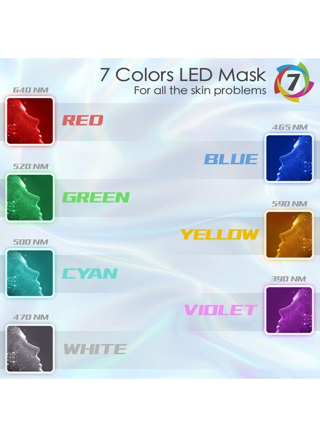 Led Facial Light Therapy Maskled Face Mask Light Therapy 7 Led Light Therapy Facial Skin Care Mask Blue & Red Light For Acne Photon Mask Skin Care Mask For Face And Neck.White
