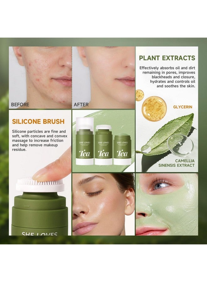 Green Tea Oil Control Mask Stick Green Tea Tx Oil Control Deep Cleanse Pores Mud Mask Stick For Blackheads & Face Moisturizing Improve Blackheads Green Mask Stick For All Skin Types