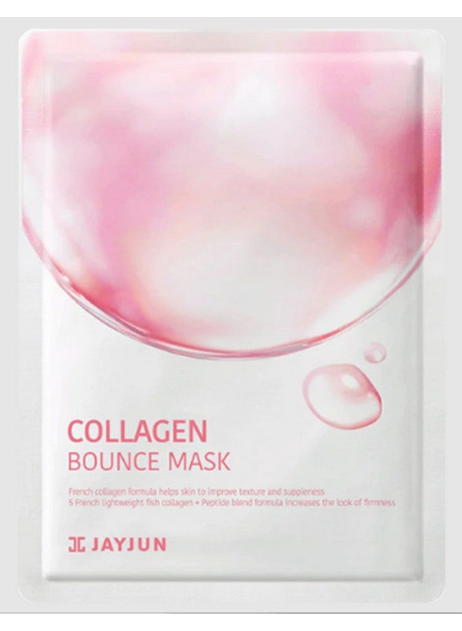 Jayjun Collagen Bounce Mask (10 Sheets) Firming & Plumping With French Marine Collagen 0.77 Fl. Oz.