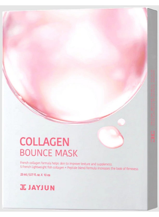 Jayjun Collagen Bounce Mask (10 Sheets) Firming & Plumping With French Marine Collagen 0.77 Fl. Oz.