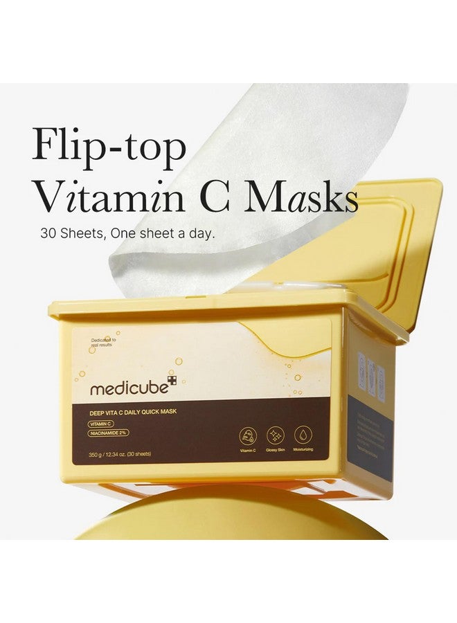 Deep Vita C Daily Quick 30 Sheet Masks Vegan Certified Quick Dispenser Triple Vitamin Complex For Radiance And Hydration Korean Face Masks