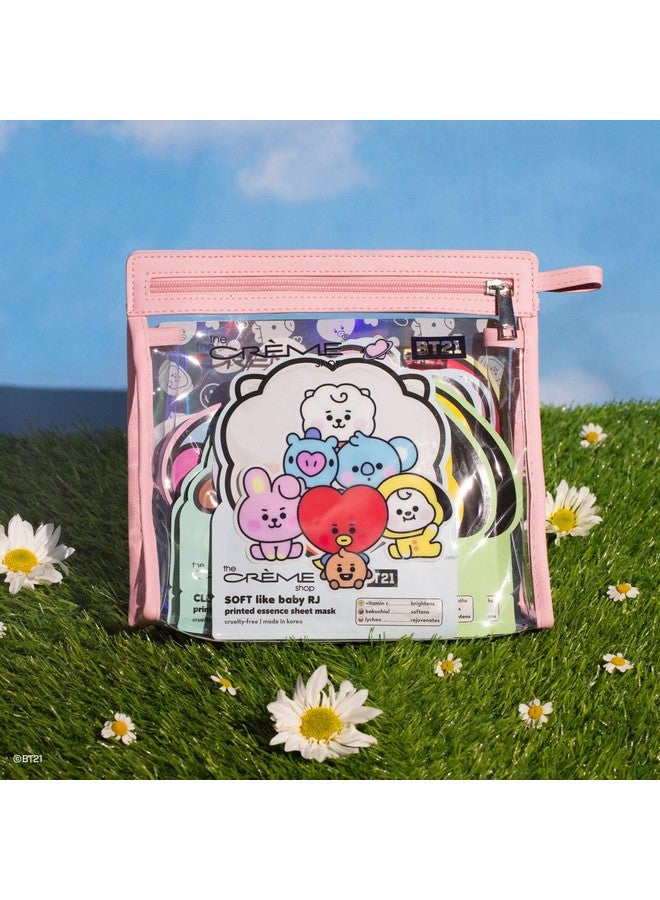 Bt21 Baby Printed Essence Sheet Mask Complete Set 16 Unique Masks With Reusable Travel Pouch