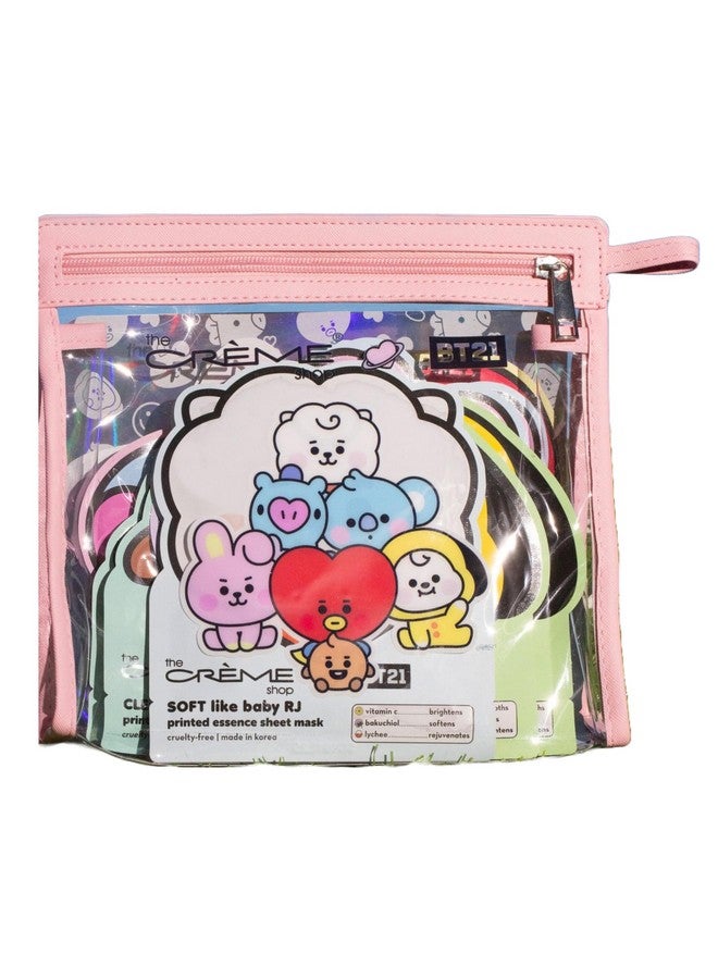 Bt21 Baby Printed Essence Sheet Mask Complete Set 16 Unique Masks With Reusable Travel Pouch