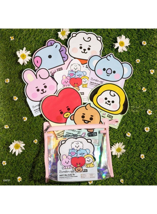 Bt21 Baby Printed Essence Sheet Mask Complete Set 16 Unique Masks With Reusable Travel Pouch