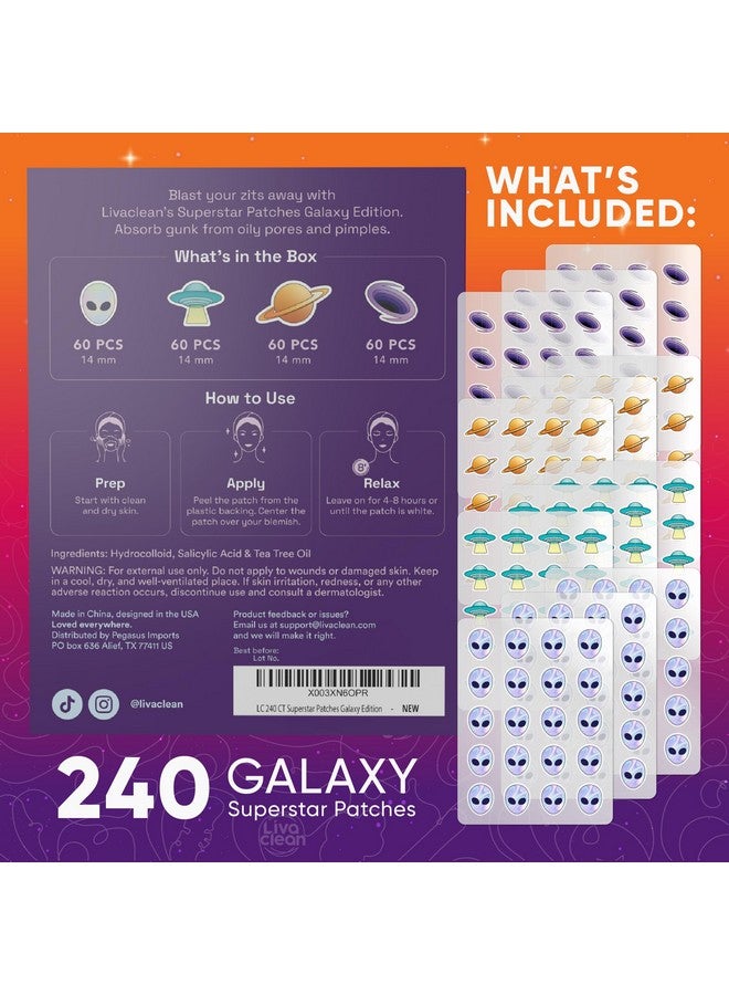 240 Ct Superstar Pimple Patches Galaxy Edition W/Salicylic Acid & Tea Tree Oil Pimple Patches Cute Pimple Patches For Face Pimple Patch Hydrocolloid Acne Patches
