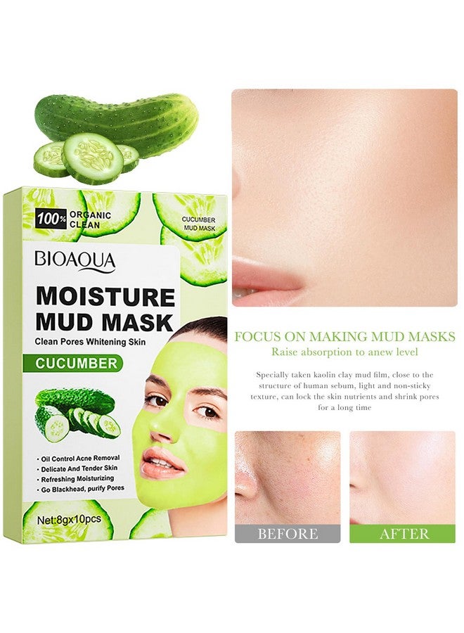 Cucumber Moisturizing Facial Mud Mask Clean Pores Oil Control Refreshing Face Skin 8G X 10Pcs