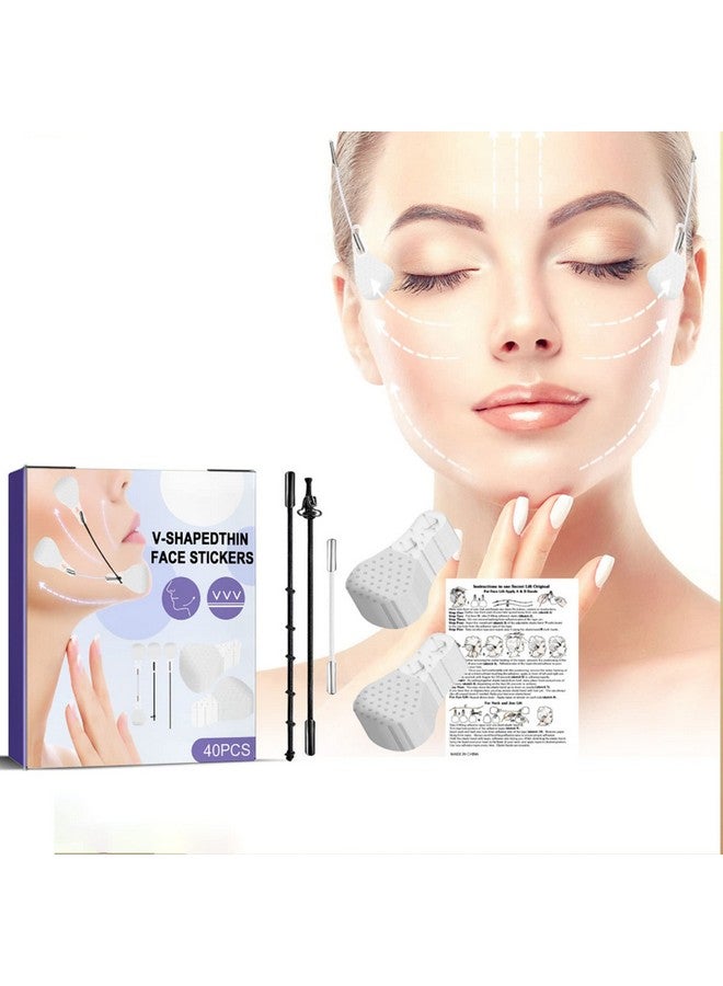 Face Lift Tape40 Pcs Invisible Face Tape With Lifting Ropes Face Lifting Strips