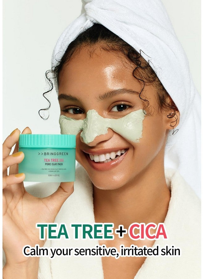 Tea Tree Cica Pore Clay Pack Vegan Deep Pore Cleansing Clay Mask For Pore Purifying Contains Cica & Tea Tree For Soothing & Relieving Stressed Skin 4.23 Oz.