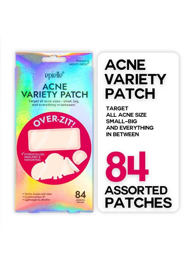 Acne Variety Patch Overzit The Ultimate Hydrocolloid Solution Of Acne Clear Patch (84 Ptches) Acne Pimple Patches Blemish Patches (Full Face)