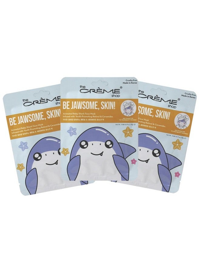 Be Jawsome Skin! Animated Baby Shark Face Mask Retinol Facial Mask With Ceramides K Beauty Sheet Mask 3 Pack
