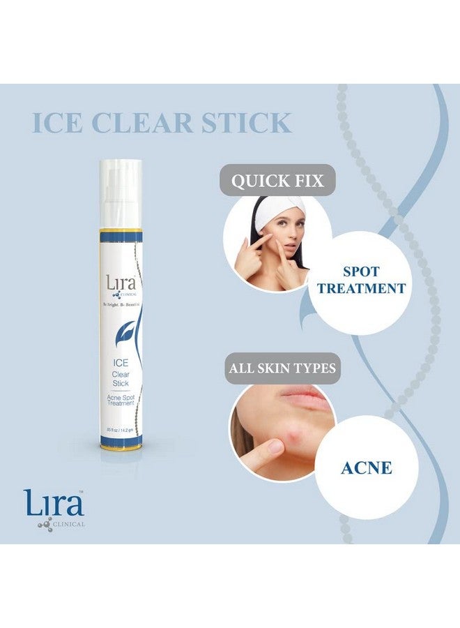 Ice Clear Stick Onthego Acne Spot Treatment Stick Infused With Salicylic Acid & Collagen Peptides Quick Fix Pimple Stick To Combat Breakouts & Reduce Redness 0.5 Fl Oz