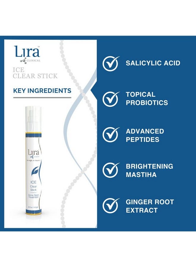 Ice Clear Stick Onthego Acne Spot Treatment Stick Infused With Salicylic Acid & Collagen Peptides Quick Fix Pimple Stick To Combat Breakouts & Reduce Redness 0.5 Fl Oz