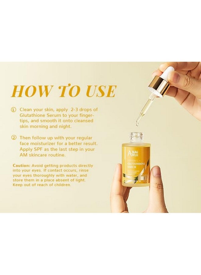 Vitamin C Glutathione Serum With Hyaluronic Acid And Niacinamide For Dark Spotswrinkles Improves Skin Tone Hydrating & Glowing 1.05Fl.Oz
