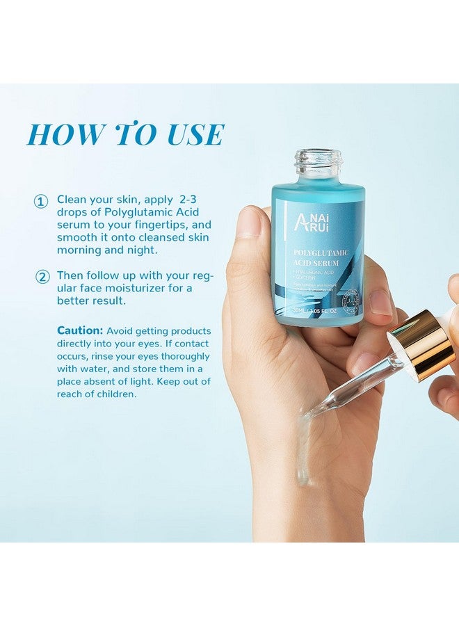 Polyglutamic Acid Moisturizing Serum With Hyaluronic Acid And Glycerin Plump Hydrate Firmface Serum For Dry Skin Reduce Fine Lines And Wrinkles 1.05 Fl Oz