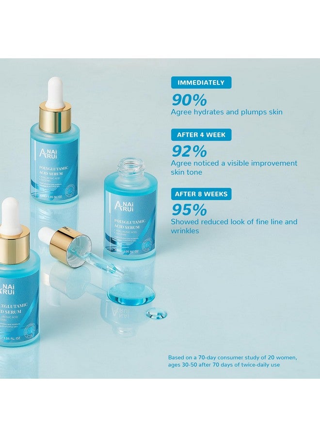 Polyglutamic Acid Moisturizing Serum With Hyaluronic Acid And Glycerin Plump Hydrate Firmface Serum For Dry Skin Reduce Fine Lines And Wrinkles 1.05 Fl Oz