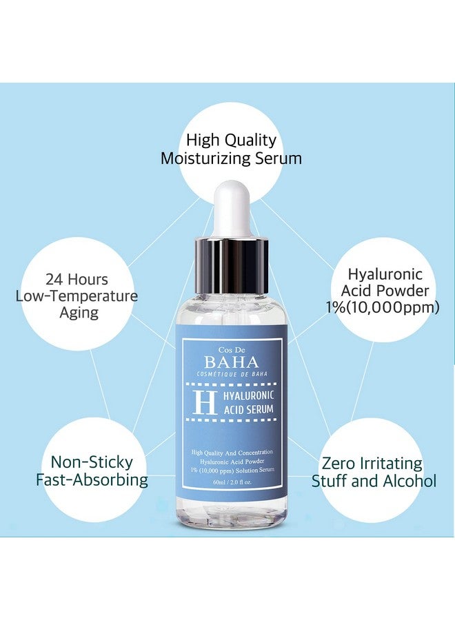 Pure Hyaluronic Acid 1% Powder Serum For Face 10000Ppm Fine Line + Intense Hydration + Facial Moisturizer + Visibly Plumped Skin 2 Fl Oz