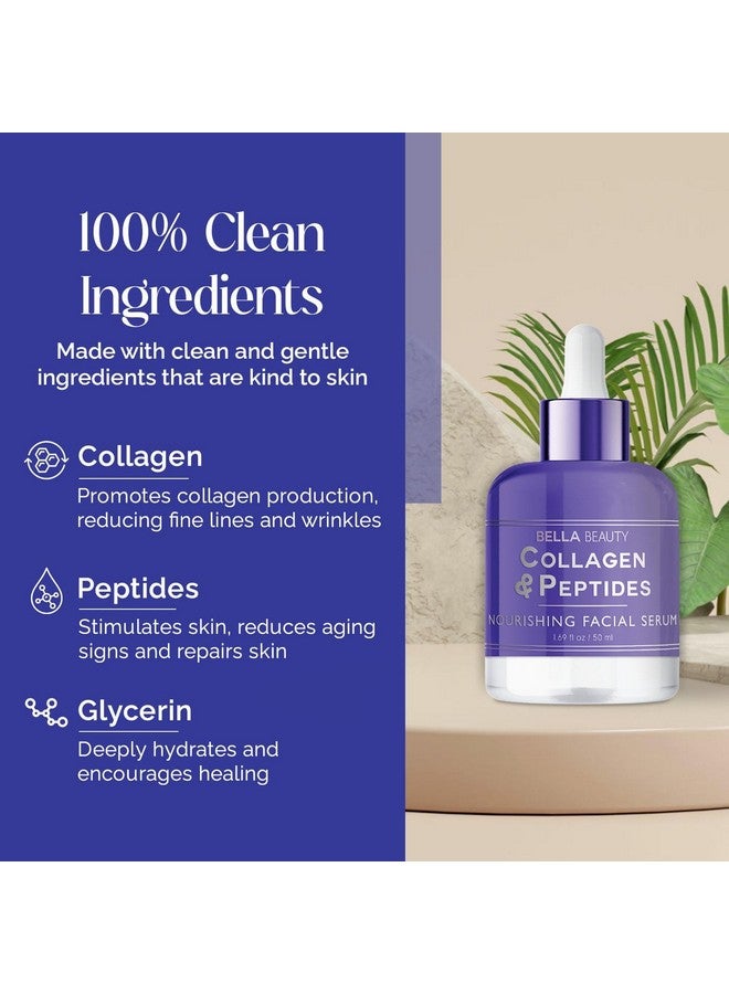Collagen & Peptides Nourishing Facial Serum Promotes Collagen & Stimulates Skin Repairs & Deeply Hydrates Skin Helping Reduce Fine Lines & Wrinkles Made In Korea 1.69 Fl. Oz