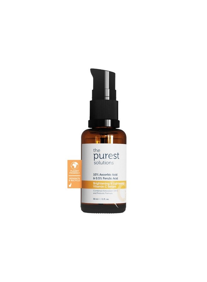 Brightening & Lightening Vitamin C Serum (10% Ascorbic Acid & 0.5% Ferulic Acid) Revitalize & Renew Dull Skin Antiaging Care & Antistress Care Vegan (1 Fl. Oz)