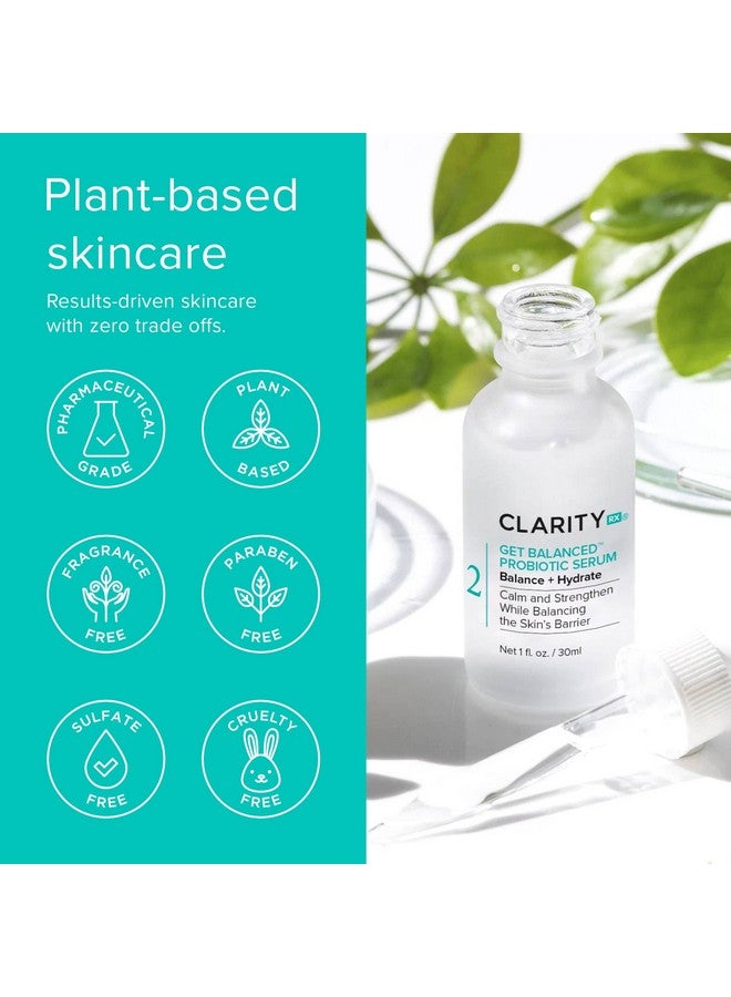 Get Balanced Probiotic Hydrating Face Serum Natural Plantbased Skinbalancing Treatment With Hyaluronic Acid & Antioxidants For Normal & Aging Skin (0.5 Fl Oz)