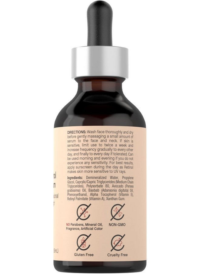 Retinol Serum For Face 2 Fl Oz Professional Strength Formula Free Of Parabens & Fragrances Packaging May Vary