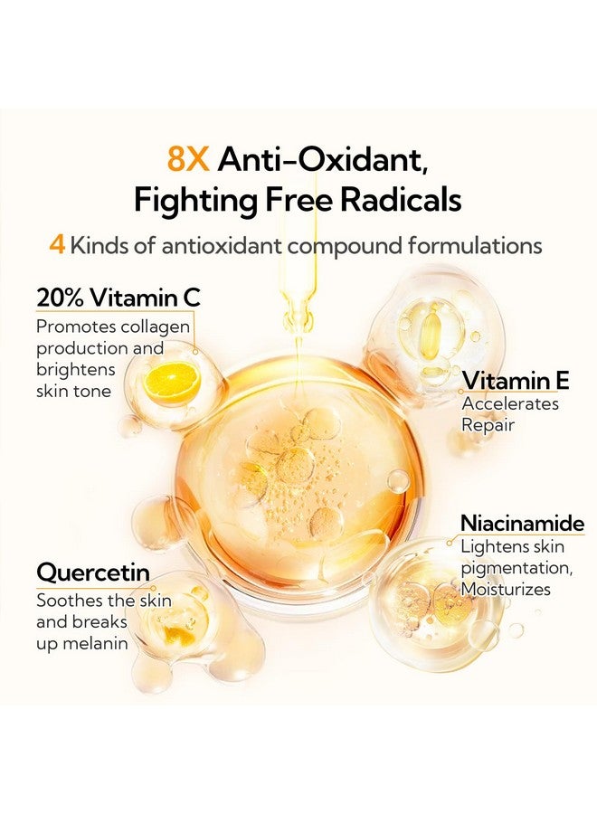 20% Vitamin C Serum For Face Brightening Skin Dark Spot Remover Reduce Wrinkle Anti Aging Glowing Serum Facial Moisturizer With Niacinamide Vitamin E Hyaluronic Acid 15 Ml/ 0.51 Fl Oz
