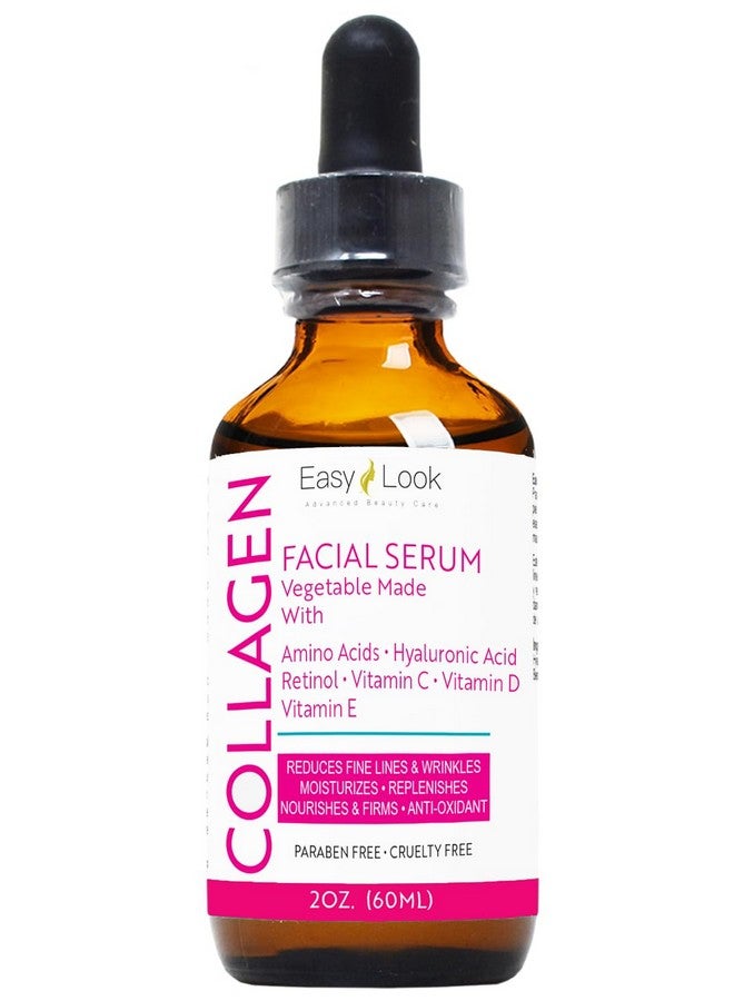 Collagen Serum For Face Antiaging Facial Serum Tighten Lift Hydrate & Plump All Skin Types Reduce Fine Line & Wrinkles 2Oz