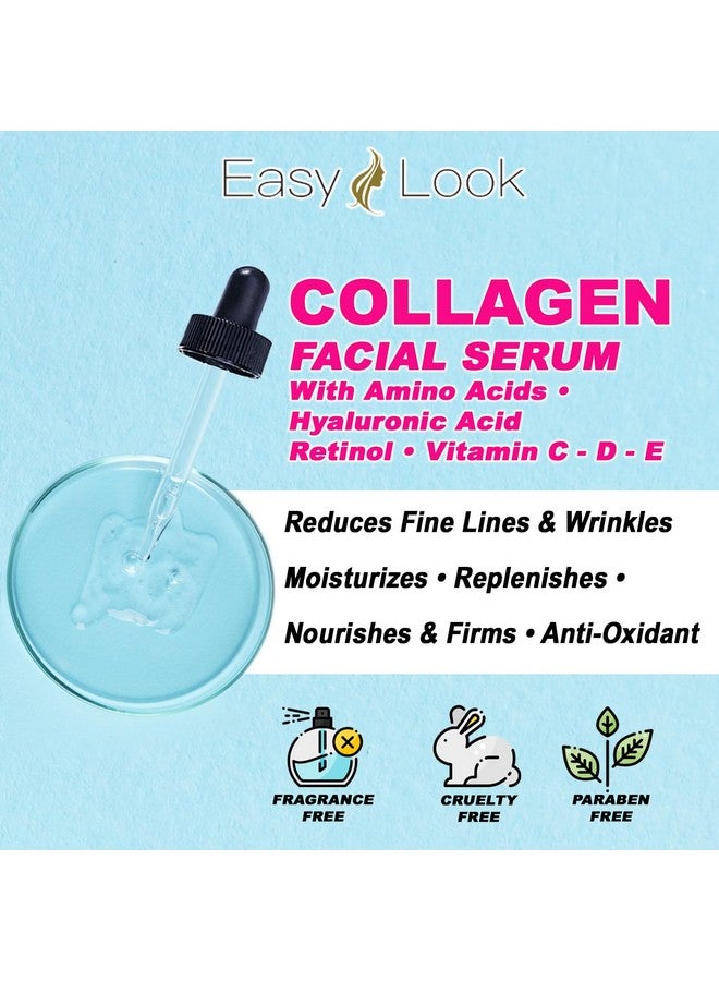 Collagen Serum For Face Antiaging Facial Serum Tighten Lift Hydrate & Plump All Skin Types Reduce Fine Line & Wrinkles 2Oz
