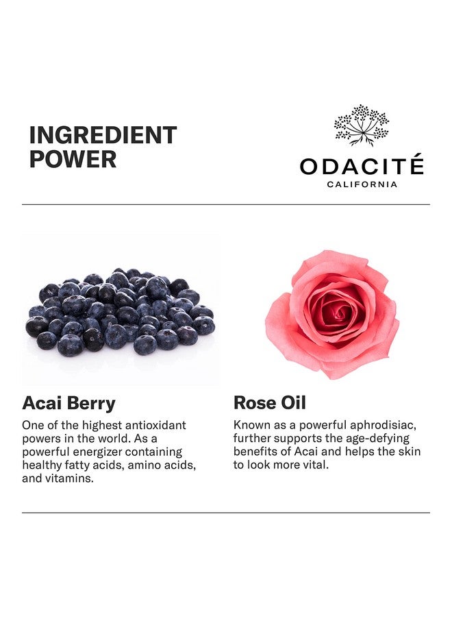 Odacité Anti Aging Serum Concentrate With Acai + Rose Revitalizing Facial Oil Youthful Glow Improves Skin Tone Wrinkles And Firmness Age Defying Rose Oil 0.17 Fl. Oz.