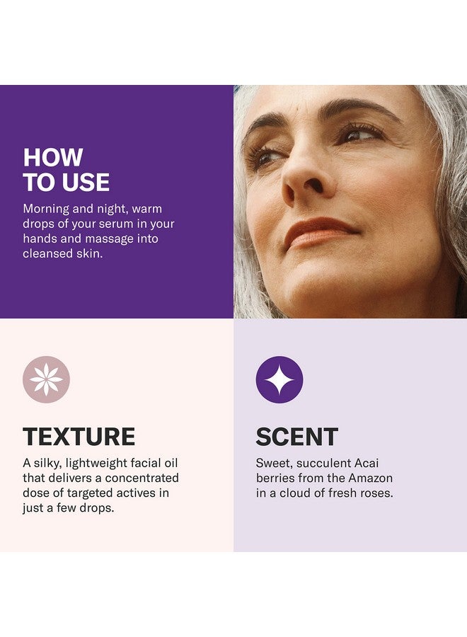 Odacité Anti Aging Serum Concentrate With Acai + Rose Revitalizing Facial Oil Youthful Glow Improves Skin Tone Wrinkles And Firmness Age Defying Rose Oil 0.17 Fl. Oz.