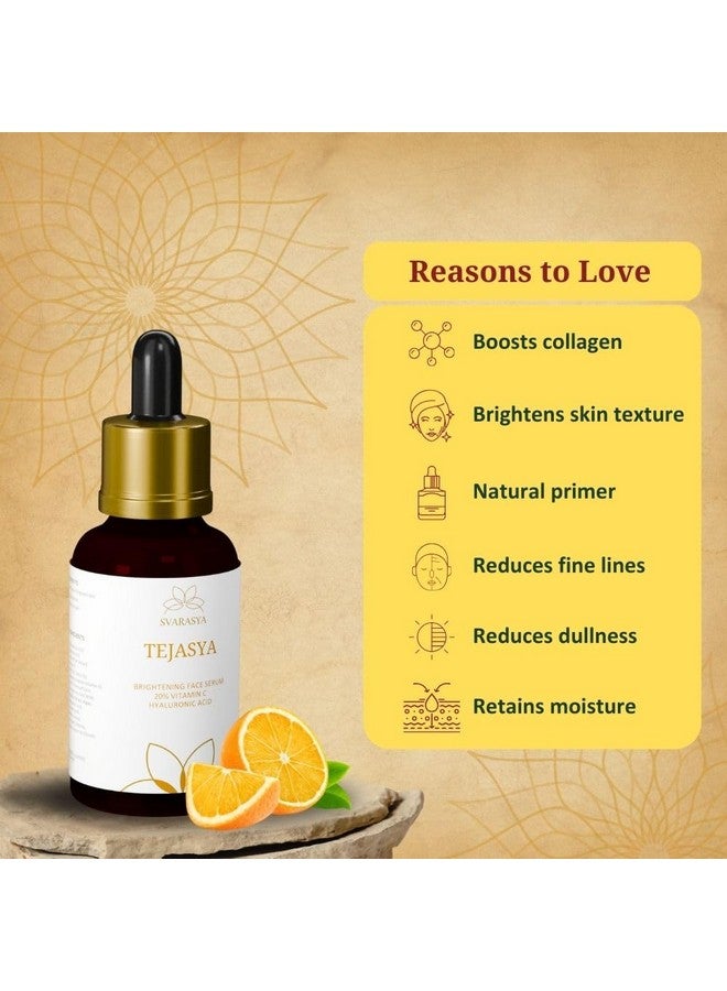 Tejasya 20% Vitamin C & Hyaluronic Acid Face Serum Antipigmentation For Men & Women 30Ml