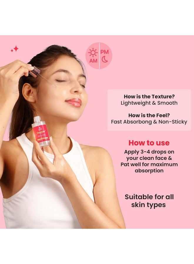 Outshine With Korean 2% Niacinamide + Glutathione + Vitamin C Helps Brighten Dull Skin Clears Dark Spots Blemishes Acne Marks & Pigmentation Korean Glass Skin Serum