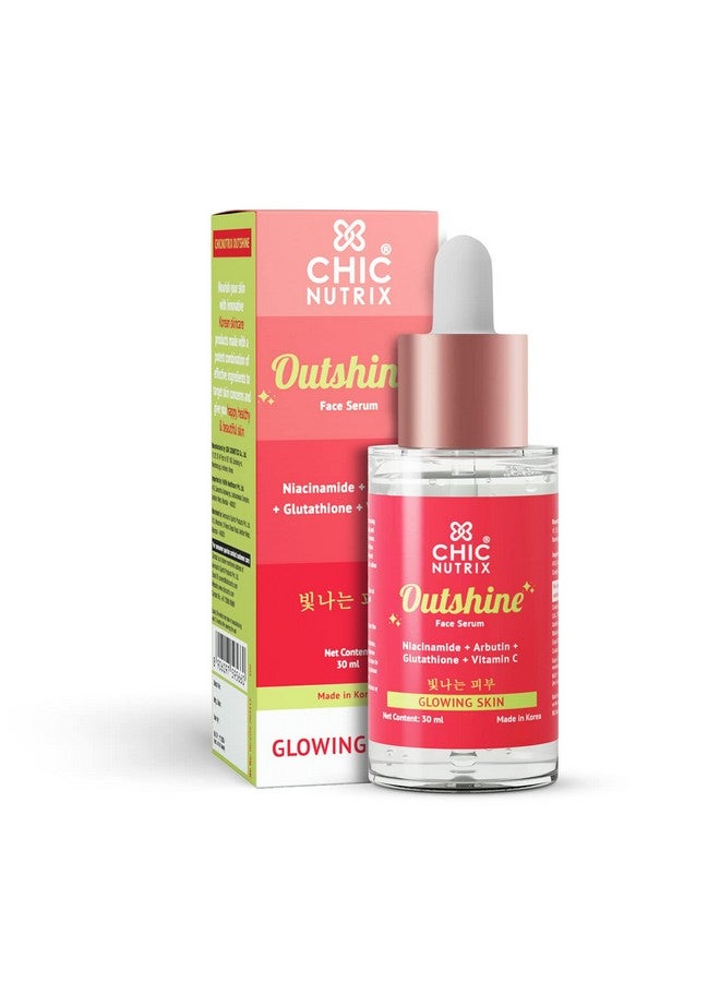 Outshine With Korean 2% Niacinamide + Glutathione + Vitamin C Helps Brighten Dull Skin Clears Dark Spots Blemishes Acne Marks & Pigmentation Korean Glass Skin Serum