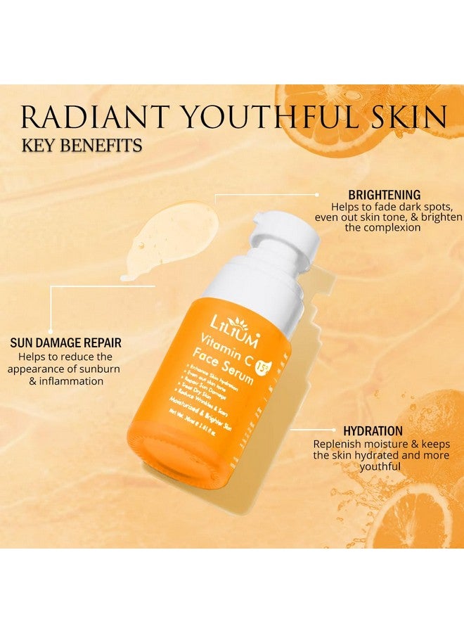 Face Serum 30Ml Vitamin C 15% Enhance Hydration Even Out Skin Tone & Repair Sun Damage Treat Dry Skin & Dark Spots Reduce Wrinkles & Scars Moisturized & Brighter Skin 100% Vegan