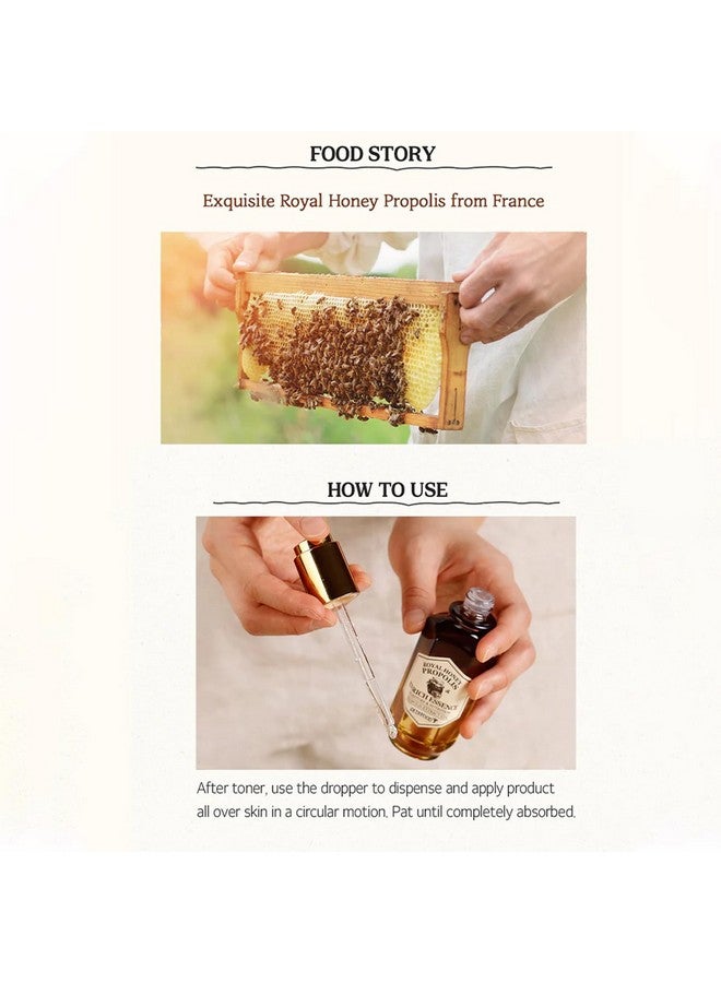 Skinfood Royal Honey Propolis Enrich Essence 63% Black Bee Propolis & 10% Royal Jelly Extract Face Serum Propolis Serum For Skin 1.69 Fl. Oz. (50Ml)