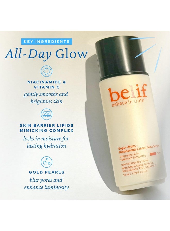 Super Drops Niacinamide Vitamin C Golden Glow Serum 2In1 Hydrating & Brightening Makeup Primerlluminator And Highlighter To Blur Pores & Even Skin Texture Pha Korean Skin Care