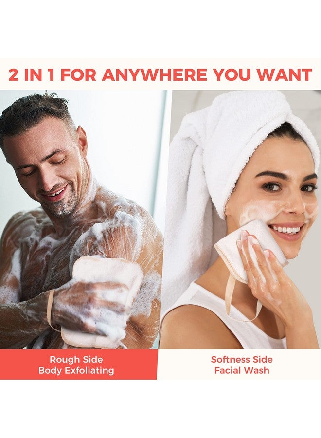 Exfoliating Washcloth For Face And Body Dual Function Wash Cloth With Soft And Rough Sides Exfoliating Scrub Bath Towels Washcloth With Loop (White 3 Pack)