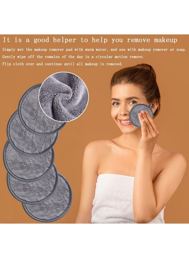 Reusable Makeup Remover Pads For Face Eye Lips Microfiber Facial Cleansing Rounds Washable Face Cloths（5Inch Grey Pack Of 12）