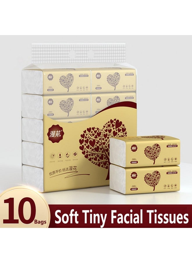 10 Packs Soft Small Facial Tissue Disposable Facial Napkin Wood Pulp Fiber Material Not Cotton Facial Towel White Facial Paper Tissue 4Ply 10 Pack 280 Sheets Per Pack 2800 Sheet In Total