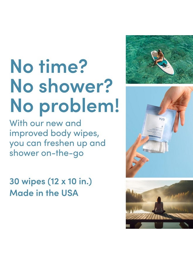 Large Body Wipes (Unscented 12 Count) Super Soft Moist Showerless Wipes That Cleanse & Deodorize Onthego Waterless Body Cleanser Biodegradable Individually Wrapped Wipes For Travel
