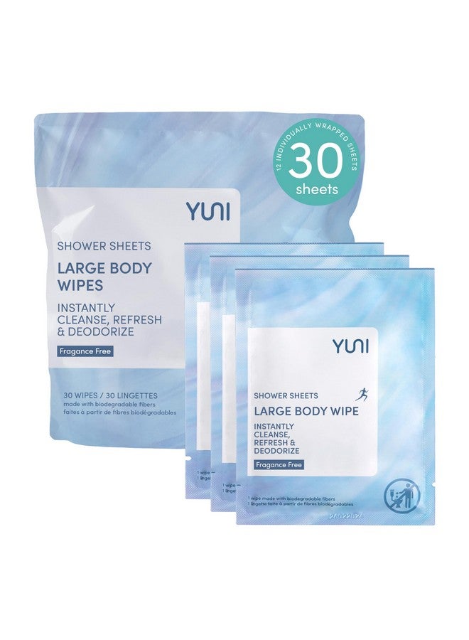 Large Body Wipes (Unscented 30 Count) Super Soft Moist Showerless Wipes That Cleanse & Deodorize Onthego Waterless Body Cleanser Biodegradable Individually Wrapped Wipes For Travel