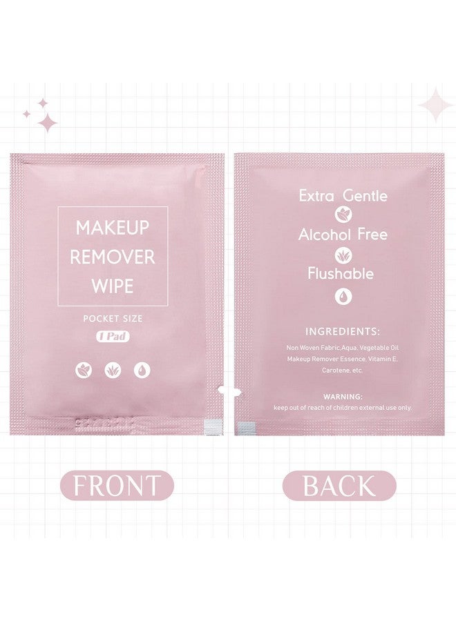 200 Pieces Bulk Makeup Remover Wipes Individually Wrapped Face Cleansing Wipes Towelette Makeup Remover Cloth Pads For Face Cleansing Skin Care Makeup Remove (Pink)