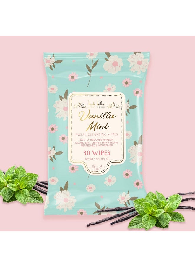 Facial Cleansing Wipes Rosehip Coconut Almond Vanilla Mint And Wild Berries Face Cleansing And Gentle Makeup Remover Wipes 4 Pack (30 Count Each) 120 Towelettes Nicole Miller